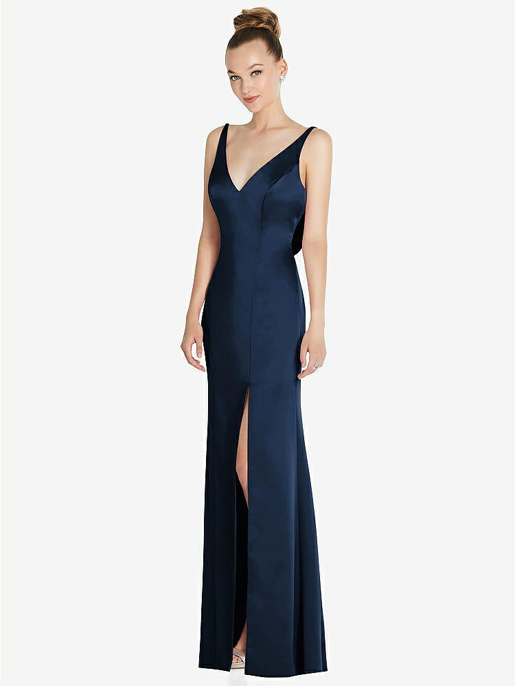 【NEW】【STYLE: 6856】ドレープ カウルバック プリンセス ライン ドレス 前面 スリット【COLOR: Midnight Navy】【SIZE: 00-30W】