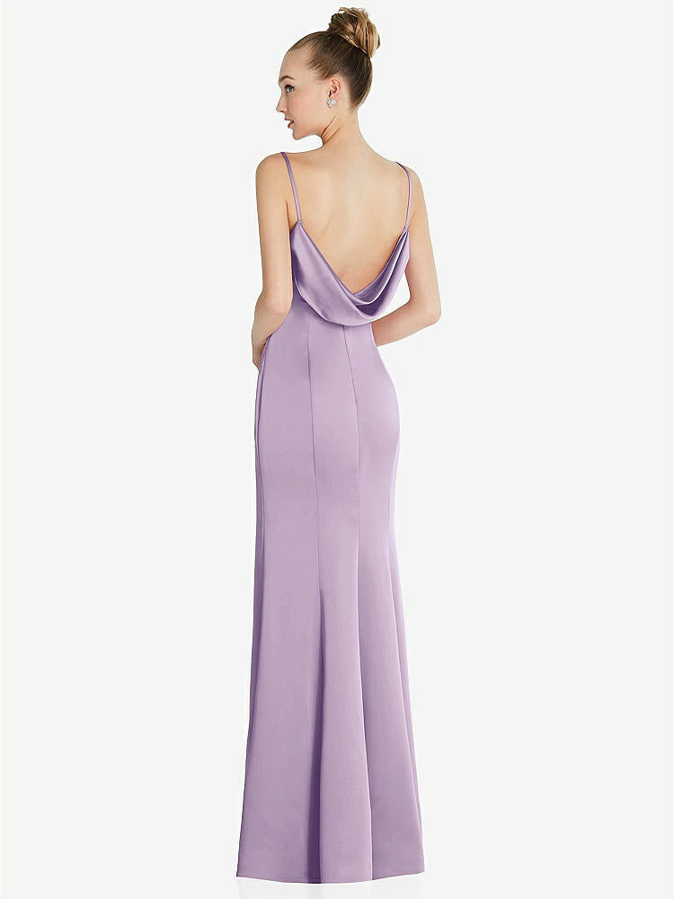 【STYLE: 6856】Draped Cowl-Back Princess Line Dress with Front Slit【COLOR: Pale Purple】