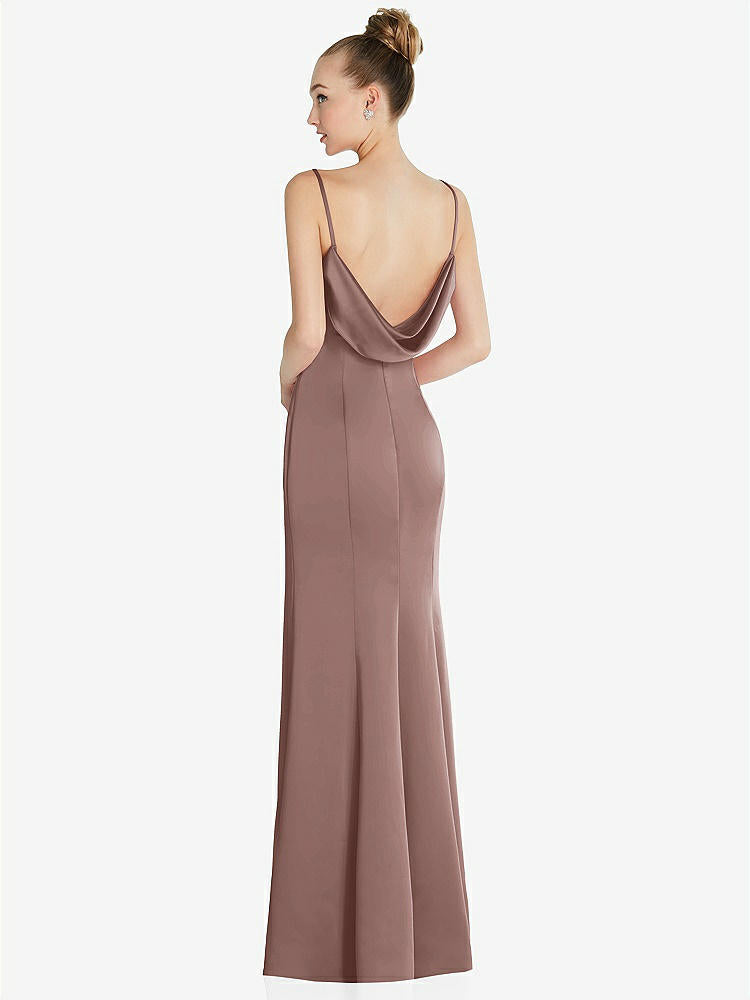 【STYLE: 6856】Draped Cowl-Back Princess Line Dress with Front Slit【COLOR: Sienna】