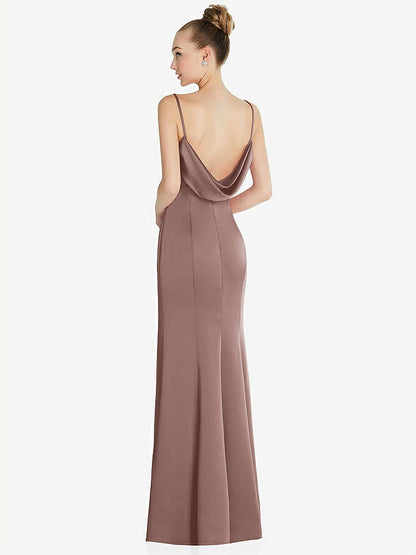 【STYLE: 6856】Draped Cowl-Back Princess Line Dress with Front Slit【COLOR: Sienna】