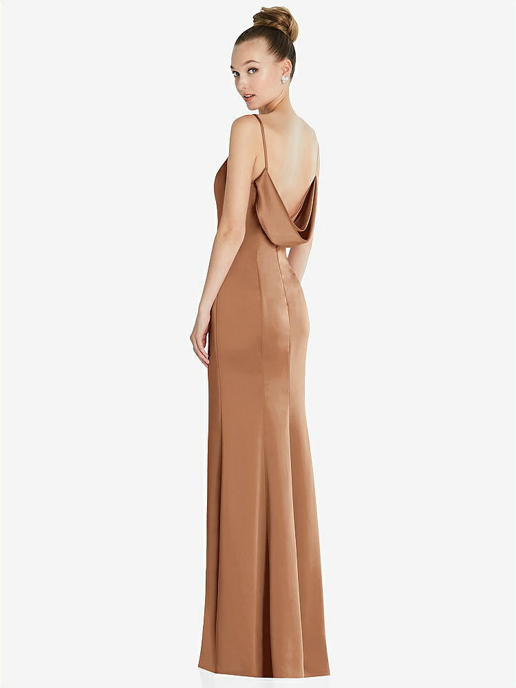 【STYLE: 6856】Draped Cowl-Back Princess Line Dress with Front Slit【COLOR: Toffee】