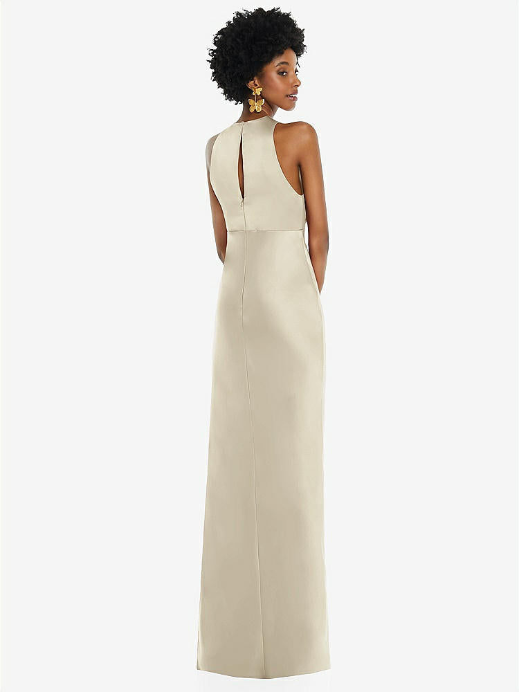 【STYLE: LB043】Jewel Neck Sleeveless Maxi Dress with Bias Skirt【COLOR: Champagne】