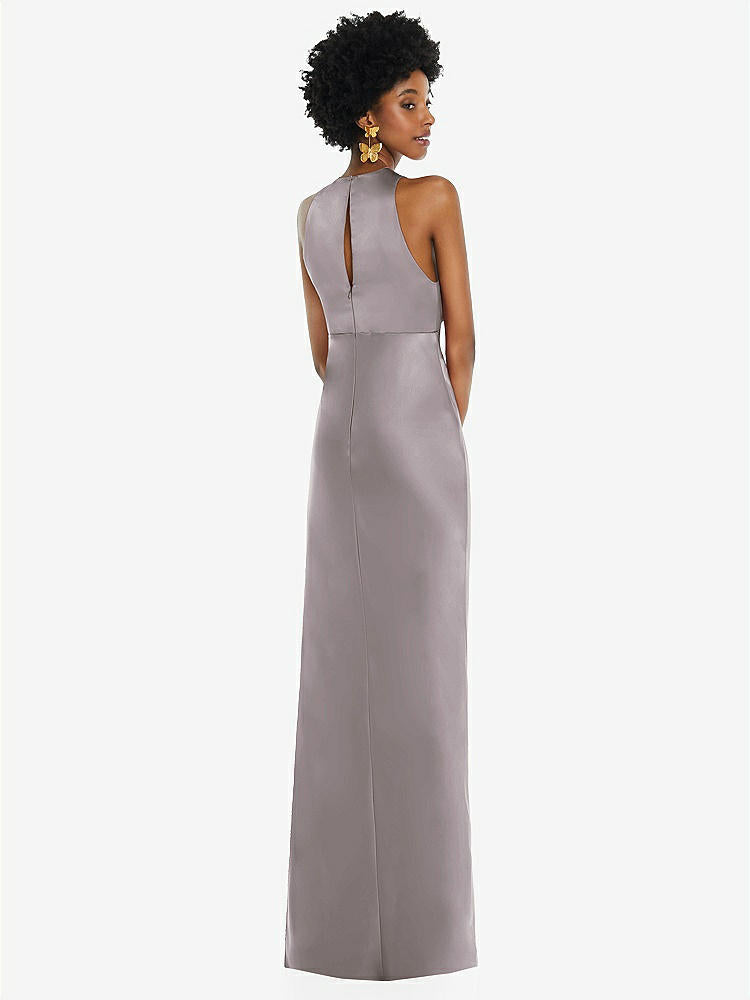 【STYLE: LB043】Jewel Neck Sleeveless Maxi Dress with Bias Skirt【COLOR: Cashmere Gray】