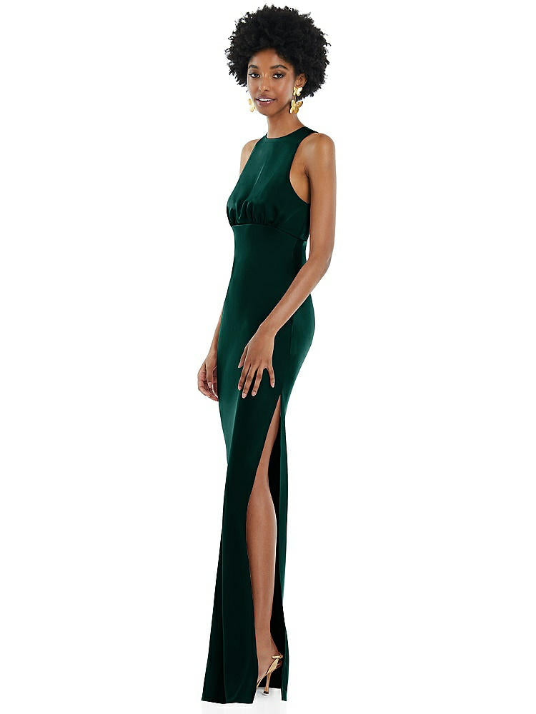 【NEW】【STYLE: LB043】宝石 首 ノースリーブ マキシ ドレス バイアス スカート【COLOR: Evergreen】【SIZE: 00-30W】