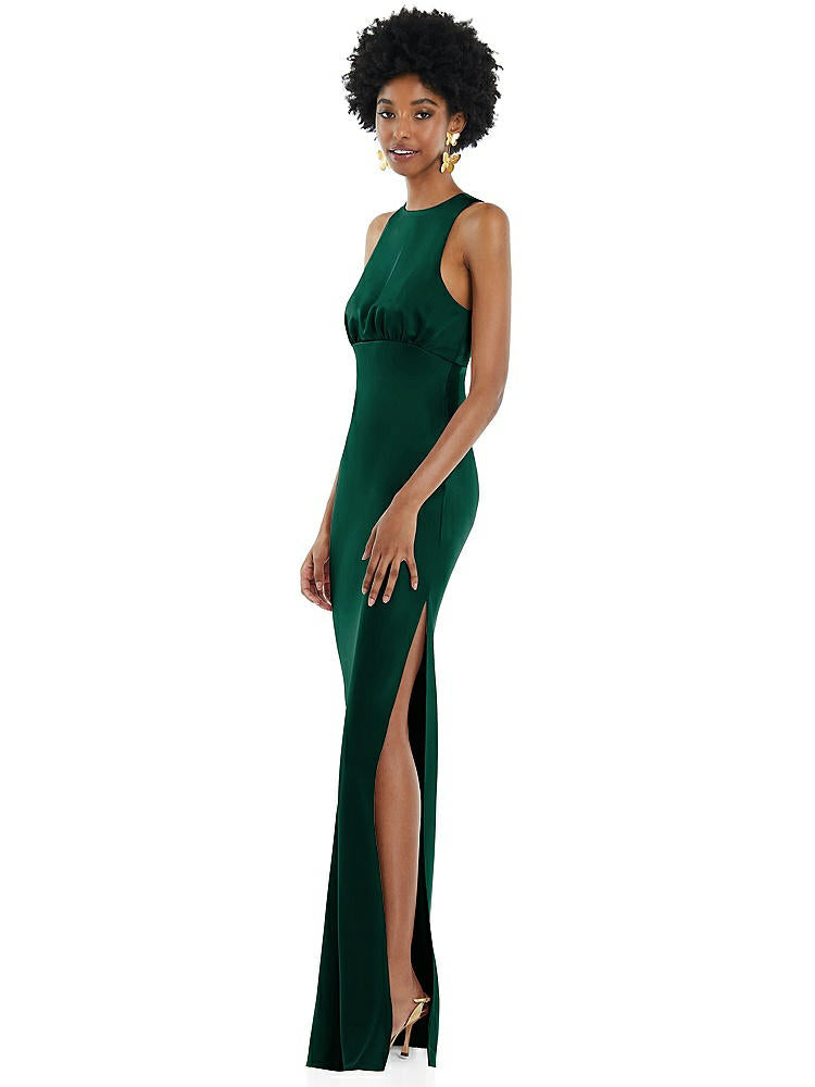 【NEW】【STYLE: LB043】宝石 首 ノースリーブ マキシ ドレス バイアス スカート【COLOR: Hunter Green】【SIZE: 00-30W】