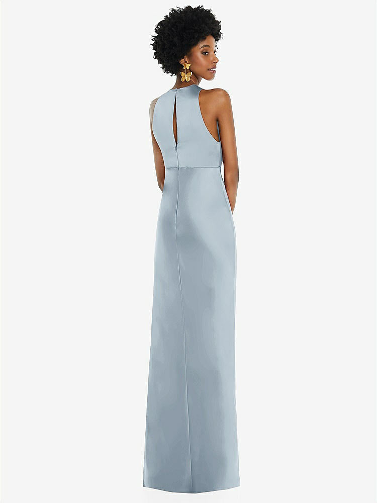 【STYLE: LB043】Jewel Neck Sleeveless Maxi Dress with Bias Skirt【COLOR: Mist】