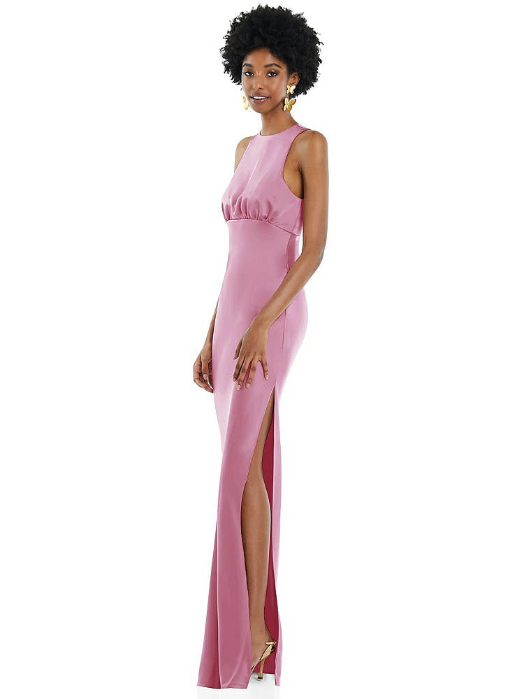 【NEW】【STYLE: LB043】宝石 首 ノースリーブ マキシ ドレス バイアス スカート【COLOR: Powder Pink】【SIZE: 00-30W】