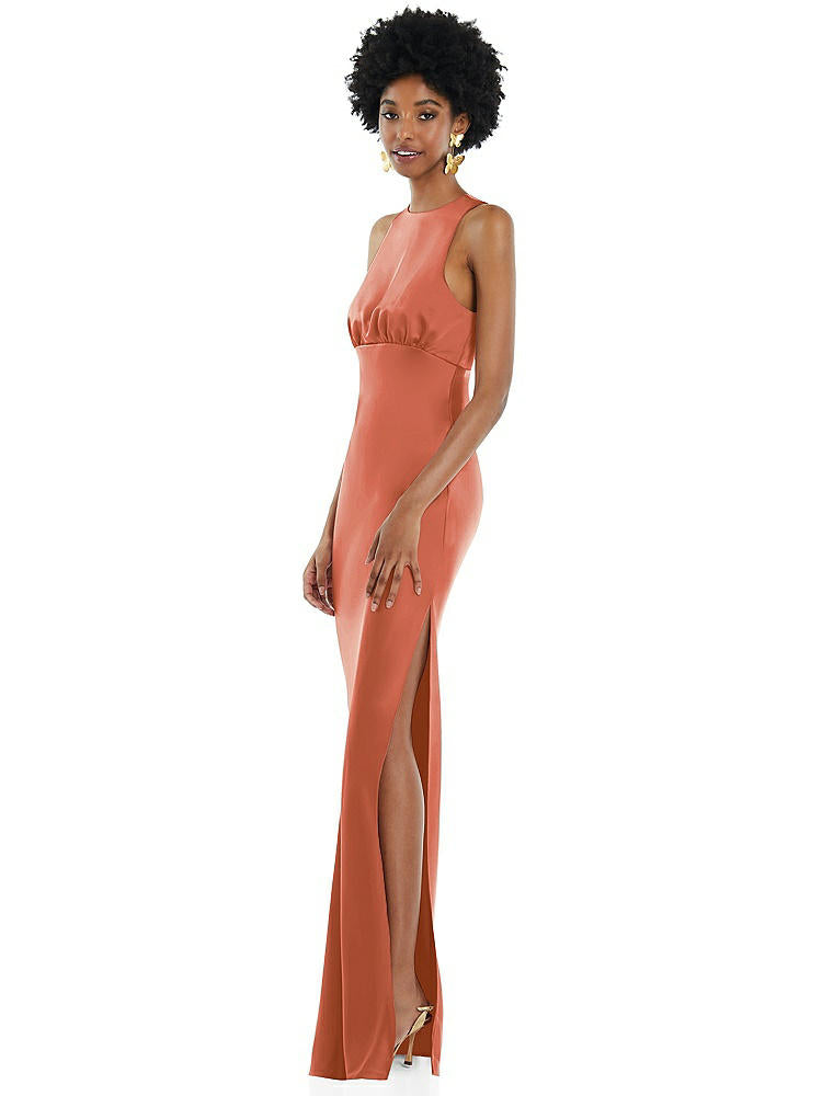 【NEW】【STYLE: LB043】宝石 首 ノースリーブ マキシ ドレス バイアス スカート【COLOR: Terracotta Copper】【SIZE: 00-30W】