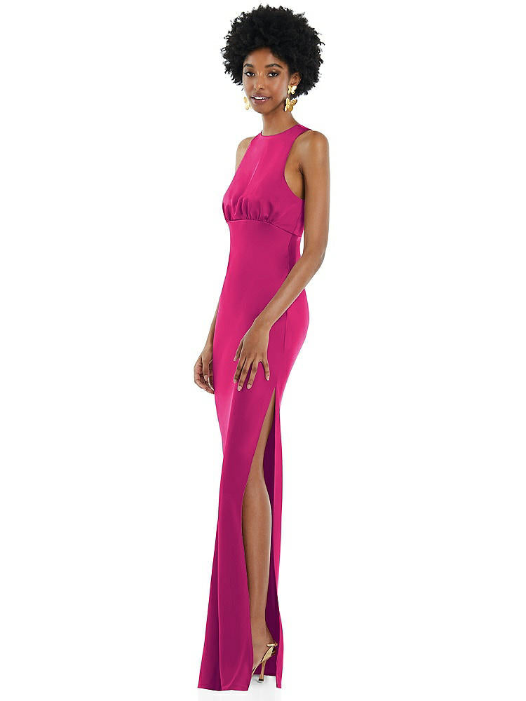 【NEW】【STYLE: LB043】宝石 首 ノースリーブ マキシ ドレス バイアス スカート【COLOR: Think Pink】【SIZE: 00-30W】