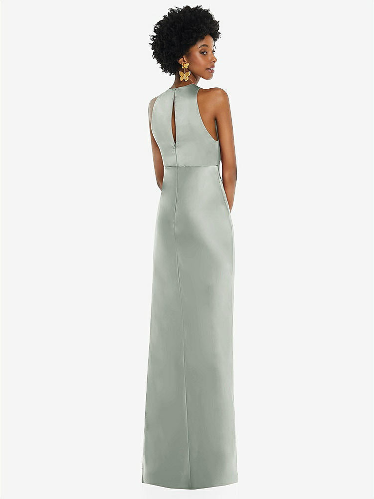 【STYLE: LB043】Jewel Neck Sleeveless Maxi Dress with Bias Skirt【COLOR: Willow Green】