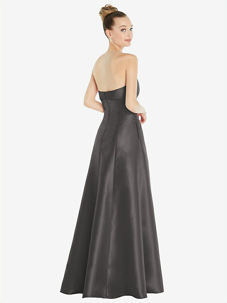 【STYLE: D830】Bow Cuff Strapless Satin Ball Gown with Pockets【COLOR: Caviar Gray】