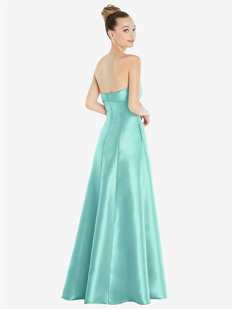 【STYLE: D830】Bow Cuff Strapless Satin Ball Gown with Pockets【COLOR: Coastal】