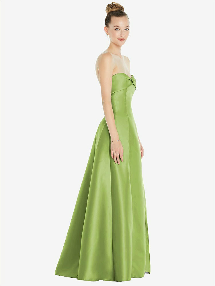 【STYLE: D830】Bow Cuff Strapless Satin Ball Gown with Pockets【COLOR: Mojito】