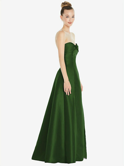 【STYLE: D830】Bow Cuff Strapless Satin Ball Gown with Pockets【COLOR: Celtic】