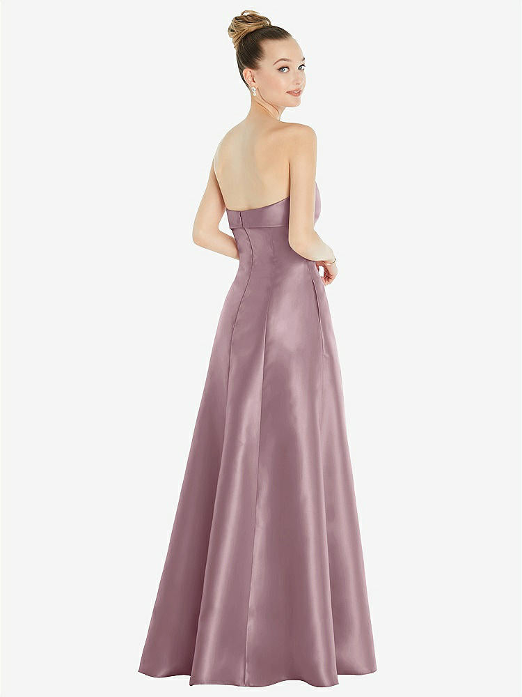 【STYLE: D830】Bow Cuff Strapless Satin Ball Gown with Pockets【COLOR: Dusty Rose】