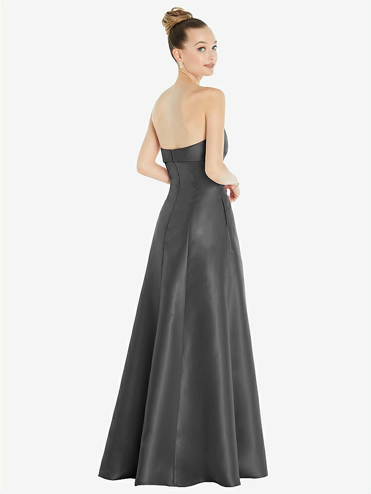 【STYLE: D830】Bow Cuff Strapless Satin Ball Gown with Pockets【COLOR: Gunmetal】