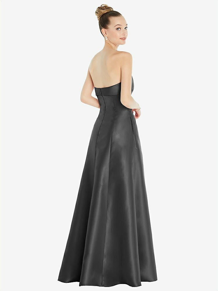 【STYLE: D830】Bow Cuff Strapless Satin Ball Gown with Pockets【COLOR: Pewter】