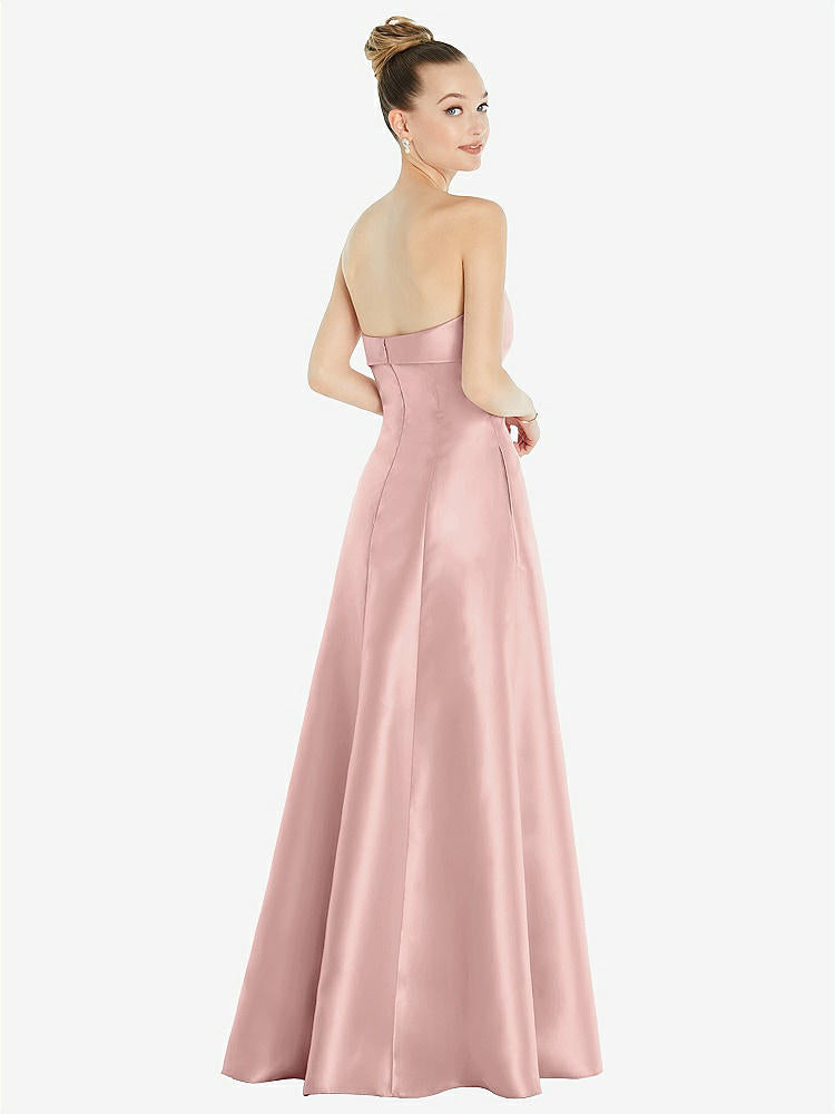 【STYLE: D830】Bow Cuff Strapless Satin Ball Gown with Pockets【COLOR: Rose - PANTONE Rose Quartz】