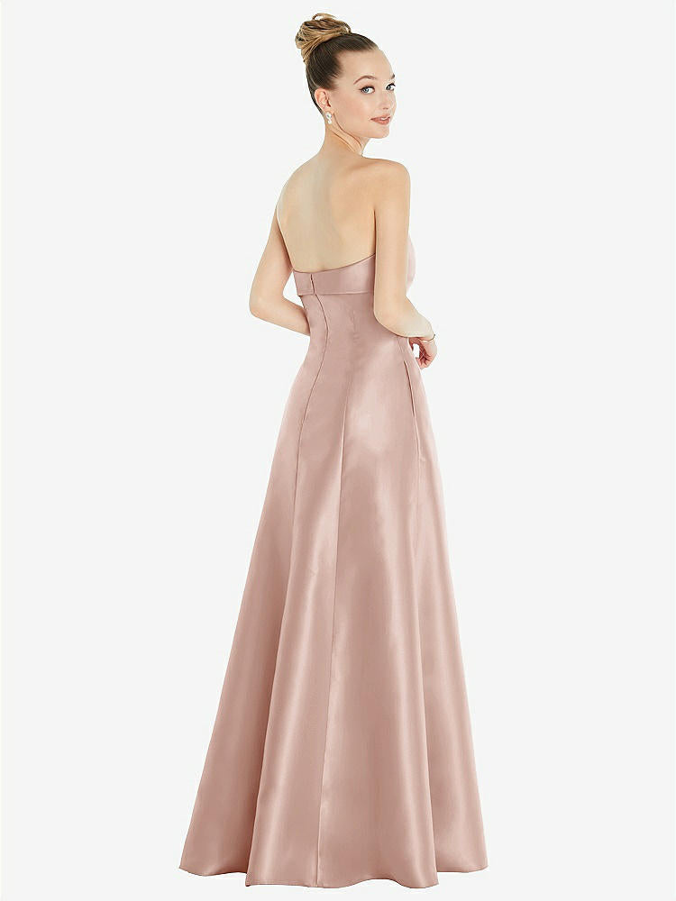【STYLE: D830】Bow Cuff Strapless Satin Ball Gown with Pockets【COLOR: Toasted Sugar】
