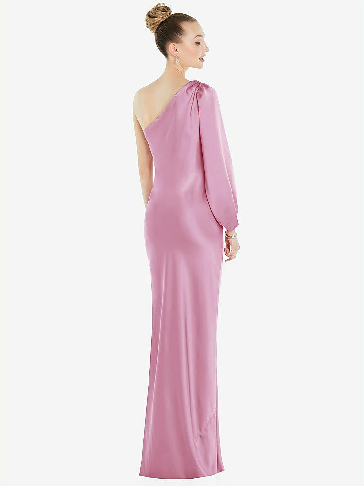 【NEW】【STYLE: 8216】ワンショルダー パフ スリーブ マキシ バイアス ドレス サイド スリット【COLOR: Powder Pink】【SIZE: 00-30W】