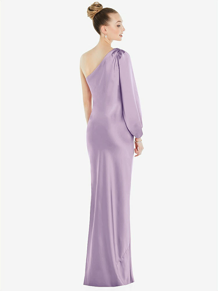 【NEW】【STYLE: 8216】ワンショルダー パフ スリーブ マキシ バイアス ドレス サイド スリット【COLOR: Pale Purple】【SIZE: 00-30W】