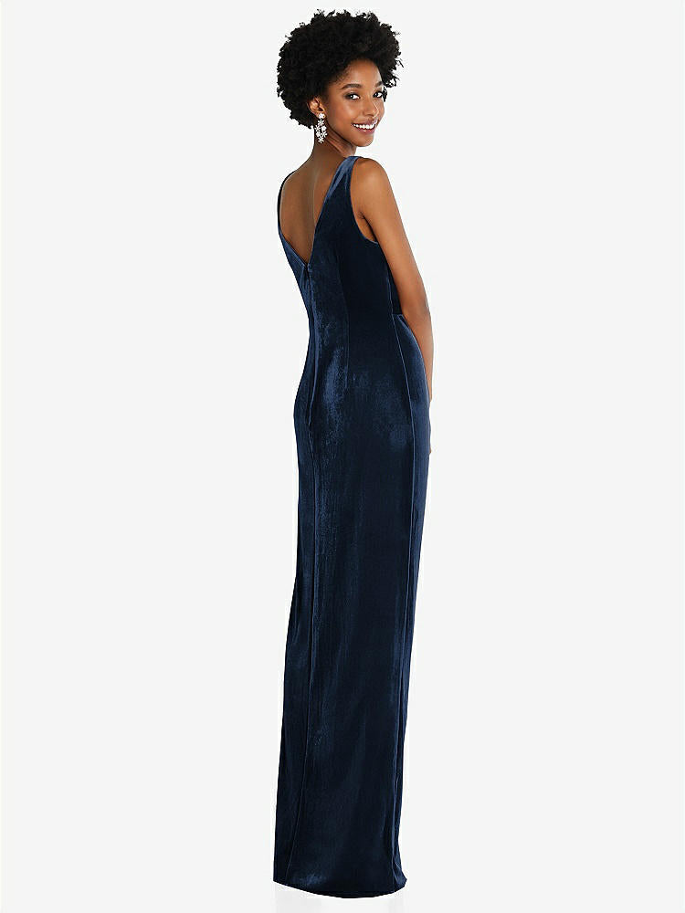 【NEW】【STYLE: 6861】ドレープ スカート フェイク ラップ ベルベット マキシ ドレス【COLOR: Midnight Navy】【SIZE: 00-30W】
