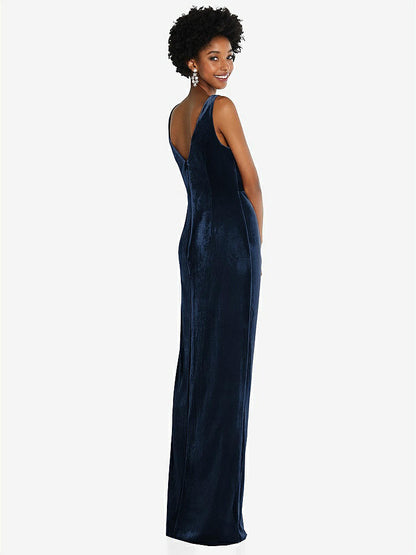【NEW】【STYLE: 6861】ドレープ スカート フェイク ラップ ベルベット マキシ ドレス【COLOR: Midnight Navy】【SIZE: 00-30W】