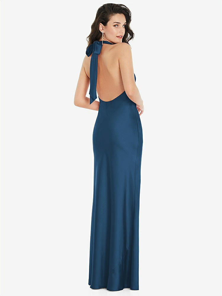 【NEW】【STYLE: 8223】スカーフ ネクタイ ハイネック ホルター マキシ スリップ ドレス【COLOR: Dusk Blue】【SIZE: 00-30W】