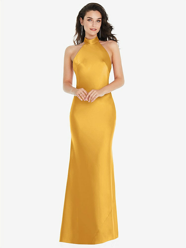 【NEW】【STYLE: 8223】スカーフ ネクタイ ハイネック ホルター マキシ スリップ ドレス【COLOR: NYC Yellow】【SIZE: 00-30W】