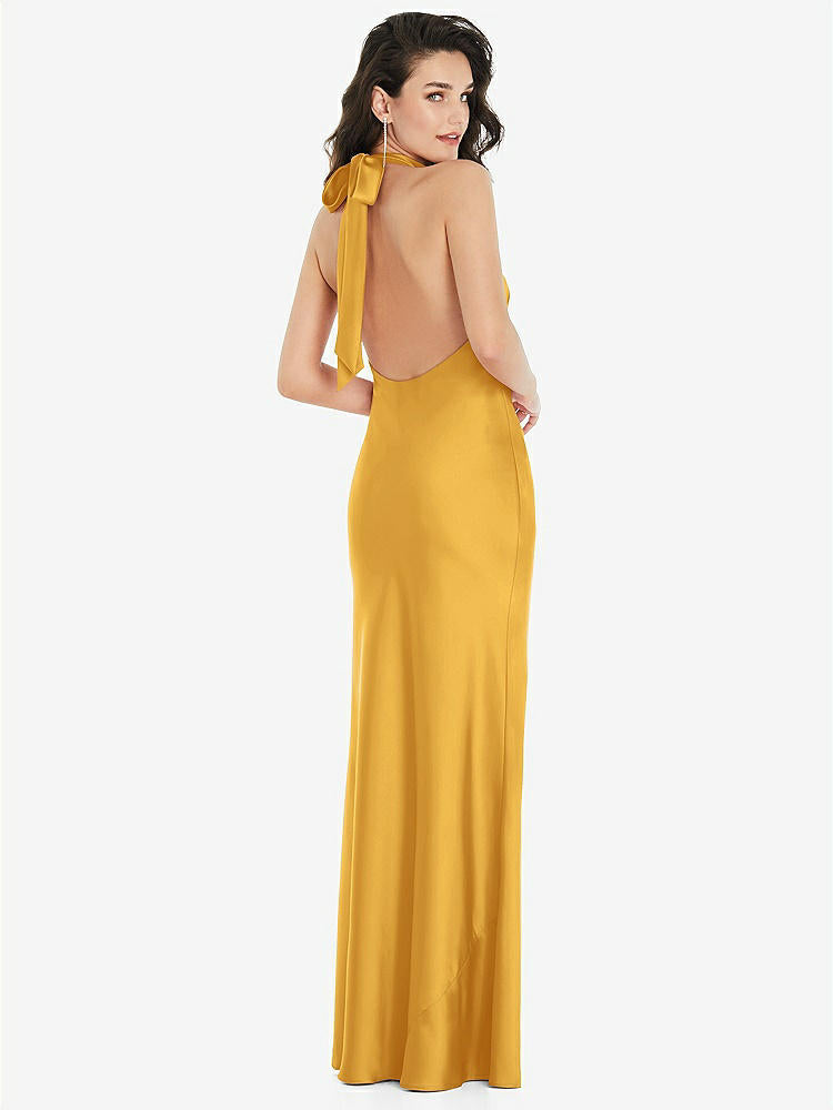【NEW】【STYLE: 8223】スカーフ ネクタイ ハイネック ホルター マキシ スリップ ドレス【COLOR: NYC Yellow】【SIZE: 00-30W】