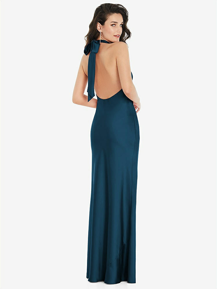 【NEW】【STYLE: 8223】スカーフ ネクタイ ハイネック ホルター マキシ スリップ ドレス【COLOR: Atlantic Blue】【SIZE: 00-30W】