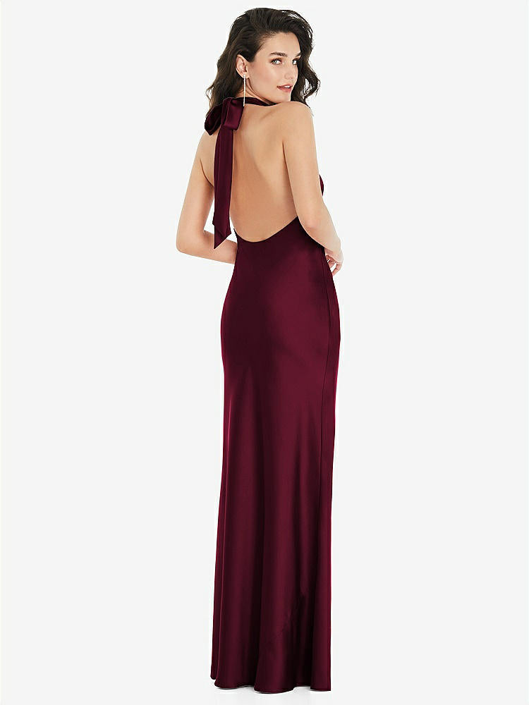 【NEW】【STYLE: 8223】スカーフ ネクタイ ハイネック ホルター マキシ スリップ ドレス【COLOR: Cabernet】【SIZE: 00-30W】