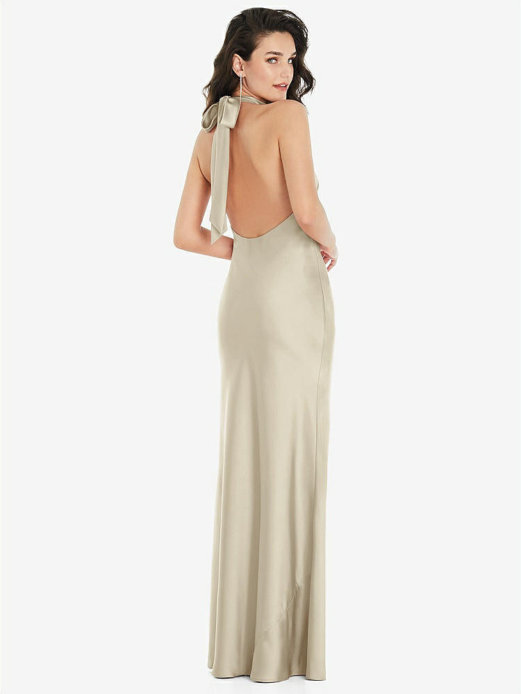 【STYLE: 8223】Scarf Tie High-Neck Halter Maxi Slip Dress【COLOR: Champagne】