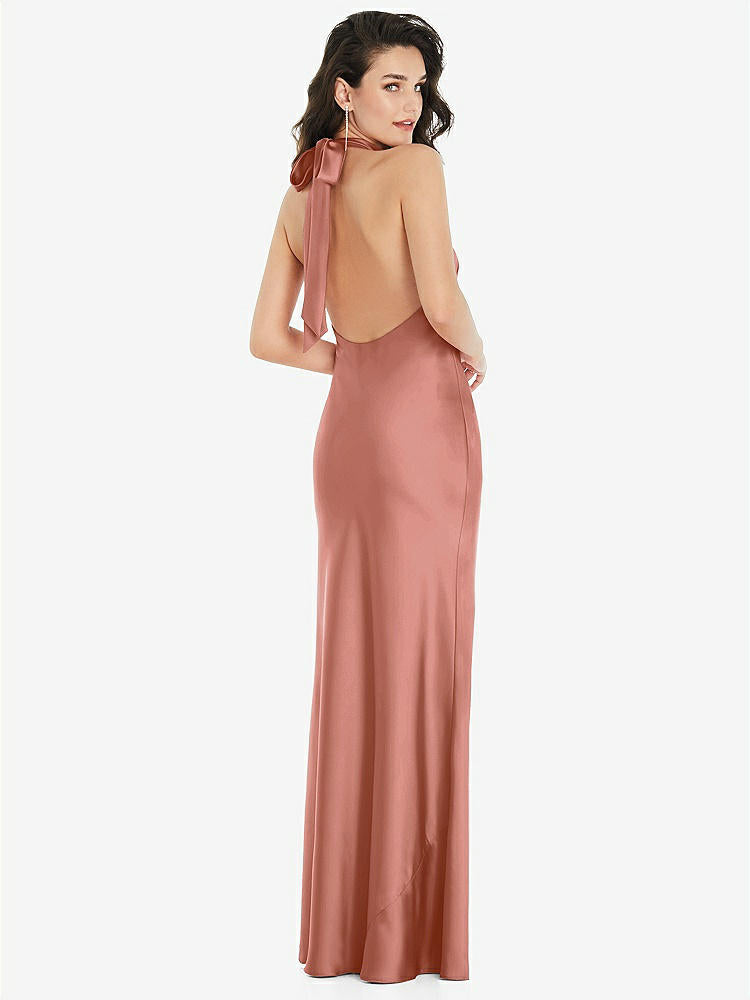 【NEW】【STYLE: 8223】スカーフ ネクタイ ハイネック ホルター マキシ スリップ ドレス【COLOR: Desert Rose】【SIZE: 00-30W】