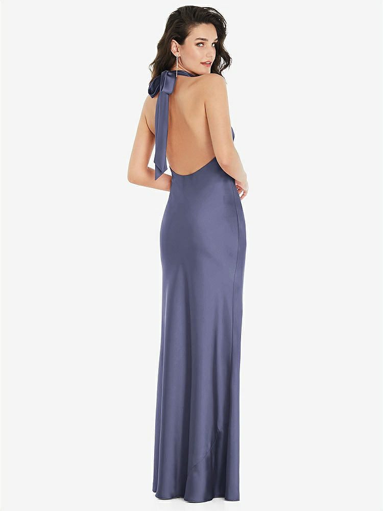 【NEW】【STYLE: 8223】スカーフ ネクタイ ハイネック ホルター マキシ スリップ ドレス【COLOR: French Blue】【SIZE: 00-30W】