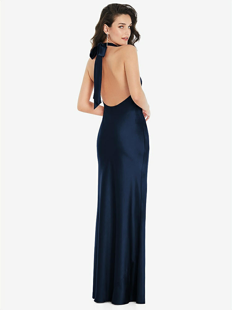 【NEW】【STYLE: 8223】スカーフ ネクタイ ハイネック ホルター マキシ スリップ ドレス【COLOR: Midnight Navy】【SIZE: 00-30W】