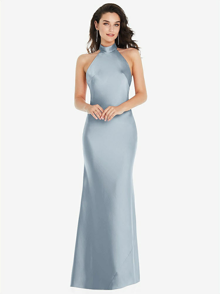 【STYLE: 8223】Scarf Tie High-Neck Halter Maxi Slip Dress【COLOR: Mist】