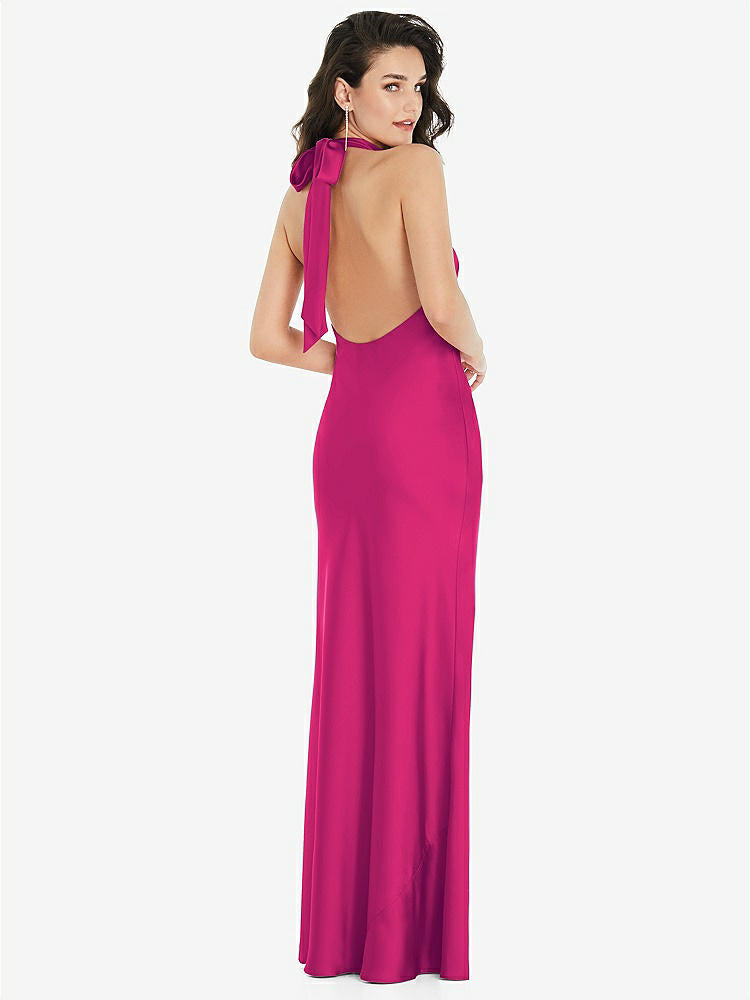 【NEW】【STYLE: 8223】スカーフ ネクタイ ハイネック ホルター マキシ スリップ ドレス【COLOR: Think Pink】【SIZE: 00-30W】