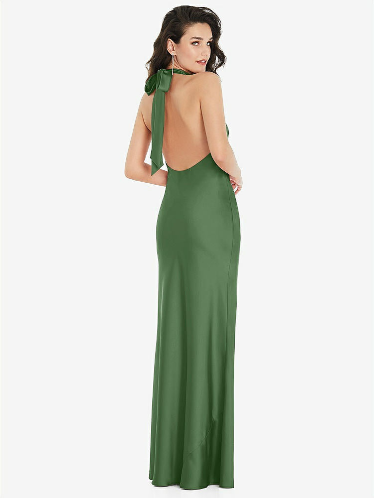 【STYLE: 8223】Scarf Tie High-Neck Halter Maxi Slip Dress【COLOR: Vineyard Green】