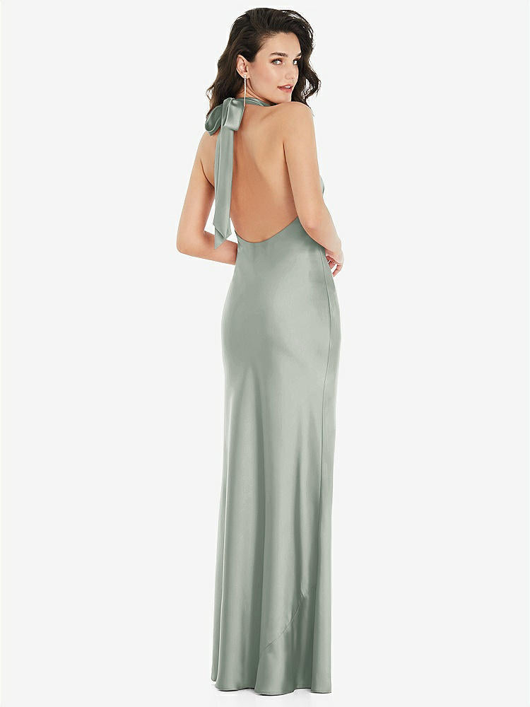 【NEW】【STYLE: 8223】スカーフ ネクタイ ハイネック ホルター マキシ スリップ ドレス【COLOR: Willow Green】【SIZE: 00-30W】