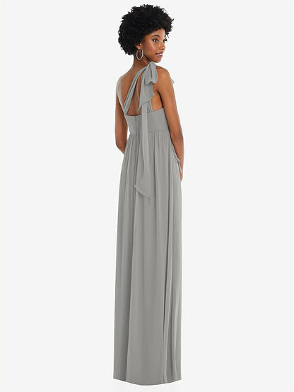 【STYLE: 1564】Convertible Tie-Shoulder Empire Waist Maxi Dress【COLOR: Chelsea Gray】