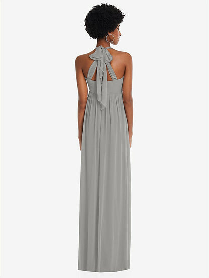 【STYLE: 1564】Convertible Tie-Shoulder Empire Waist Maxi Dress【COLOR: Chelsea Gray】