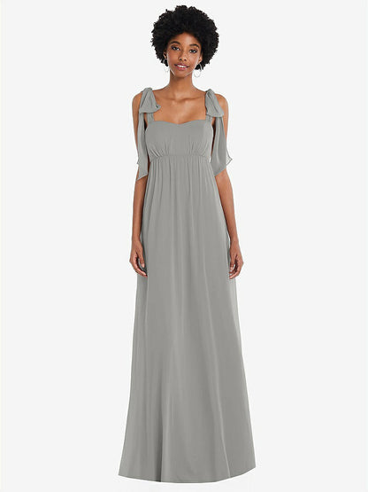 【STYLE: 1564】Convertible Tie-Shoulder Empire Waist Maxi Dress【COLOR: Chelsea Gray】