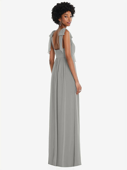 【STYLE: 1564】Convertible Tie-Shoulder Empire Waist Maxi Dress【COLOR: Chelsea Gray】