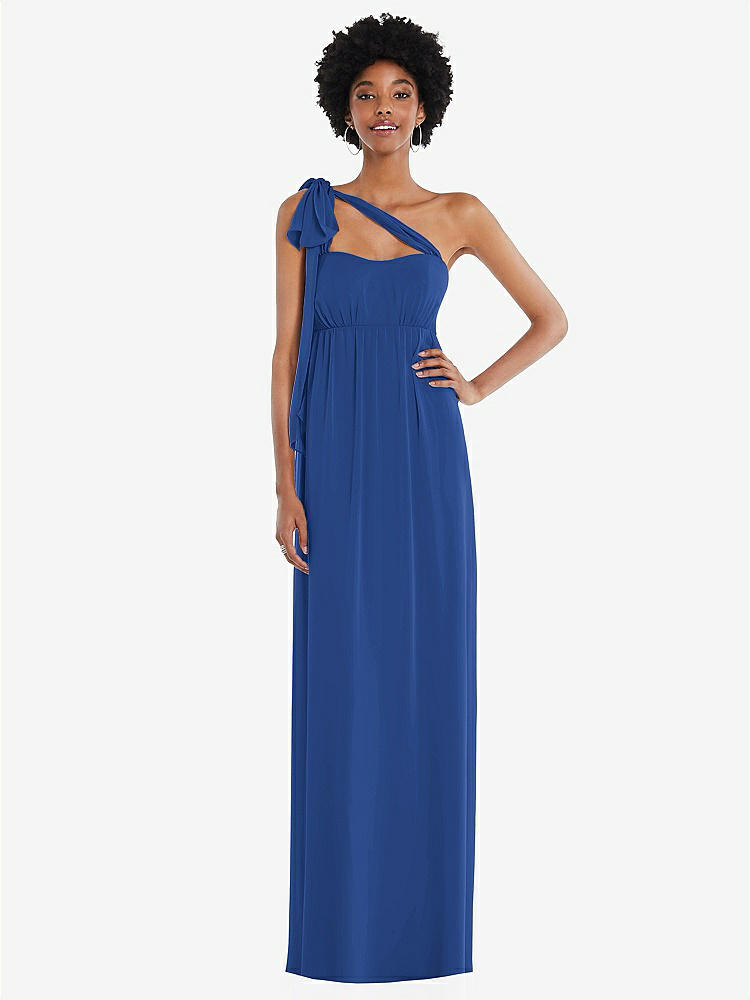 【STYLE: 1564】Convertible Tie-Shoulder Empire Waist Maxi Dress【COLOR: Classic Blue】