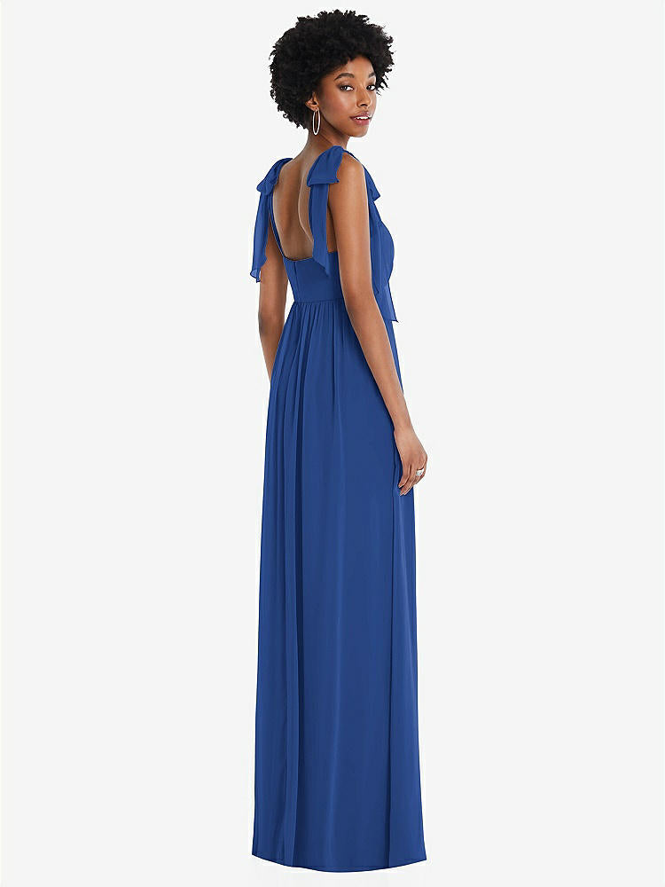 【STYLE: 1564】Convertible Tie-Shoulder Empire Waist Maxi Dress【COLOR: Classic Blue】