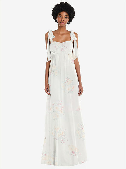 【STYLE: 1564】Convertible Tie-Shoulder Empire Waist Maxi Dress【COLOR: Spring Fling】
