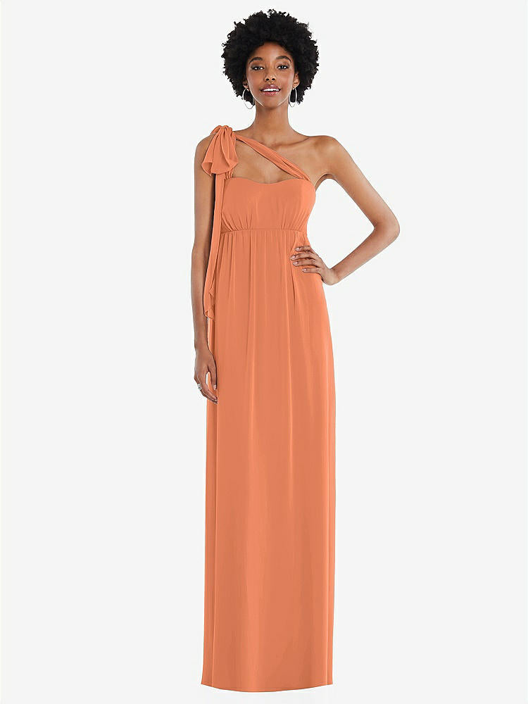 【STYLE: 1564】Convertible Tie-Shoulder Empire Waist Maxi Dress【COLOR: Sweet Melon】