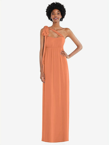 【STYLE: 1564】Convertible Tie-Shoulder Empire Waist Maxi Dress【COLOR: Sweet Melon】