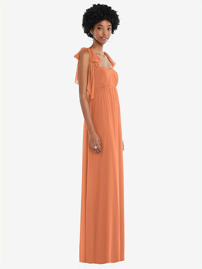 【STYLE: 1564】Convertible Tie-Shoulder Empire Waist Maxi Dress【COLOR: Sweet Melon】